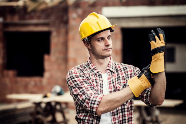 Worker with work gloves